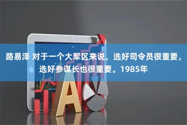 路易泽 对于一个大军区来说，选好司令员很重要，选好参谋长也很重要。1985年