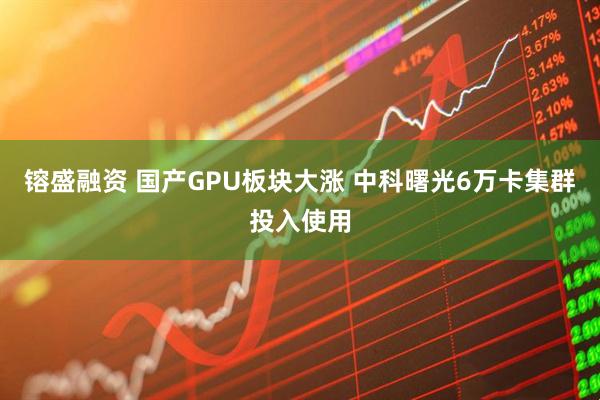 镕盛融资 国产GPU板块大涨 中科曙光6万卡集群投入使用